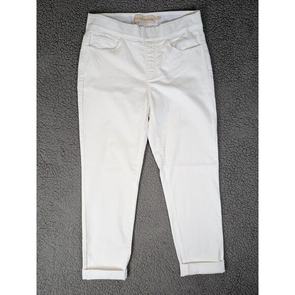Soft Surroundings Jeans White Denim  Pull On Pants Size Medium Straight Stretch - Picture 1 of 10